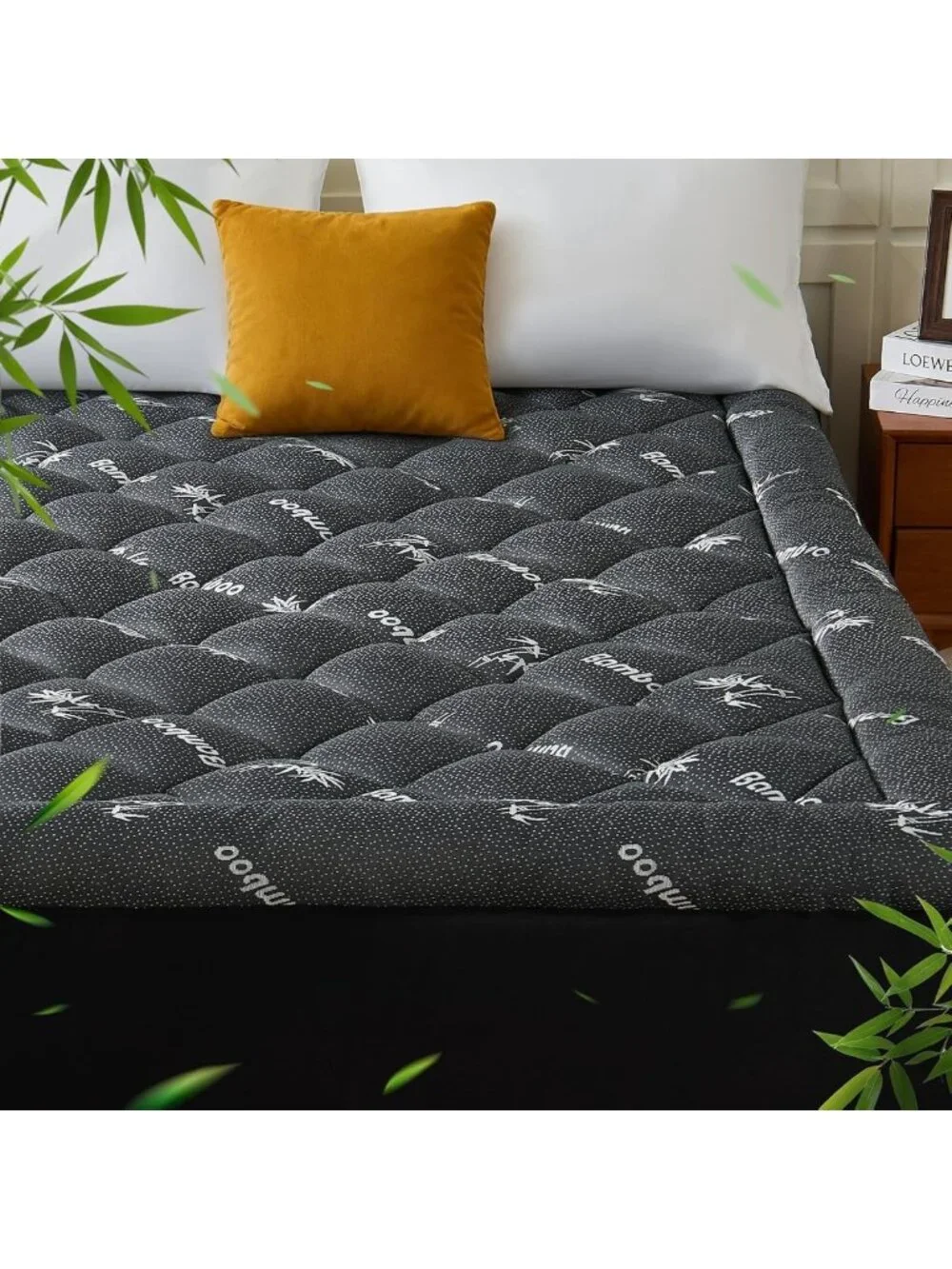 Thick Bamboo Viscose King Mattress Topper - Plush Pillow Top Pad for Comfort